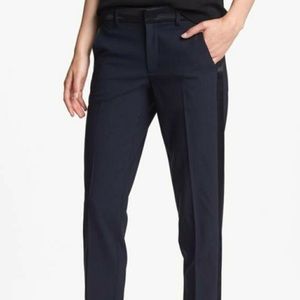 VINCE Tuxedo wool blend trouser with satin trim